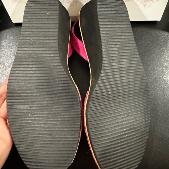 ✨ Pons fuschia pink Leather Wedge Sandals – Size 8 ✨ - Picture 4 of 5